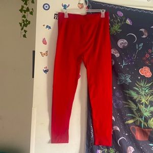 women’s red leggings, good condition